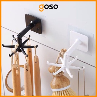 [GOSO] Giá Treo Đồ Nhà Bếp Dán Tường 6 Chấu Xoay 360 Độ Treo Đồ Đa Năng