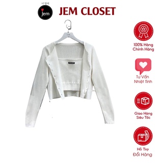 Áo Crotop Nữ JEMCLOSET Dài Tay Co Giãn Với Thiết Kế Basic 2 Màu Trắng Và Đen Vải Dệt Rain - 1453