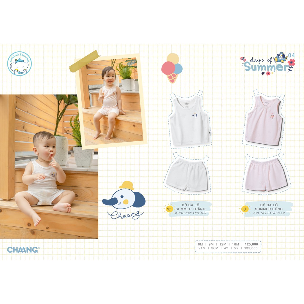 Bộ ba lỗ Chaang bé trai bé gái – quần áo trẻ em hè, chất vải cotton mềm mịn, thoáng mát