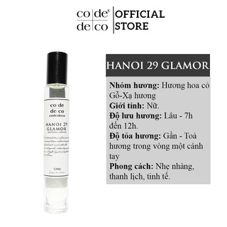Tinh Dầu Nước Hoa Code Deco Hanoi 29 Glamor Nhẹ Nhàng, Thanh Lịch, Tinh Tế Dạng Lăn - 12ml