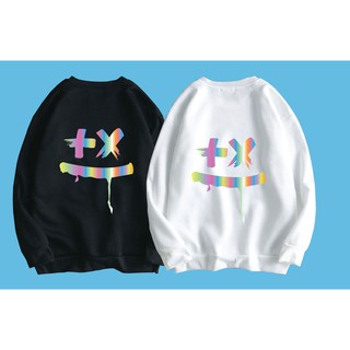 Áo nỉ mặt cười unisex dài tay nam nữ cao cấp, áo phông nỉ bông sweater  màu trắng, đen