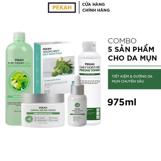 Bộ 5 Sản Phẩm Cải Thiện Da Mụn Gồm Nước Tẩy Trang, Nước Hoa Hồng, Mặt Nạ Dưỡng Da, Serum Và Kem Dưỡng PEKAH