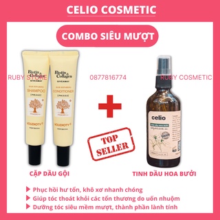 Cặp Dầu Gội Xả Biotin Collagen 30ml Kit Du Lịch Dùng Thử Vàng Trắng Giảm Rụng Tóc Hỗ Trợ Mọc Tóc Suôn Mượt Vào Nếp