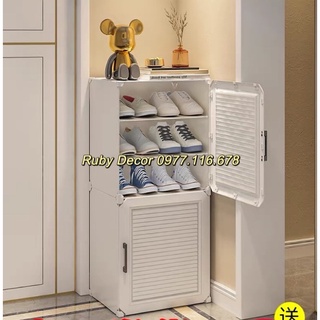 TỦ NHỰA GHÉP THÔNG MINH ĐỂ GIÀY DÉP 6 Ô ( chia ô ) ĐỂ ĐƯỢC 12 ĐÔI GIÀY.
