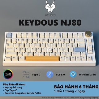 Bàn phím cơ không dây NJ80 Keydous HOTSWAP Led RGB | Type C | Bluetooth 5.0 | Wireless 2.4G