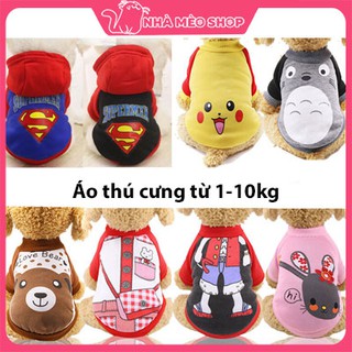 Quần áo cho chó mèo chất nỉ từ 1-7kg form nhỏ