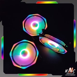 Quạt Tản Nhiệt Máy Tính Fan Led RGB 12cm Led Tĩnh Sáng Tâm Và Viền Phiên Bản V8
