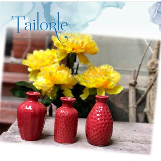 【TAILORLE】Bình hoa gốm sứ men ĐỎ trang trí phòng ngủ, tủ tivi, góc làm việc học tập