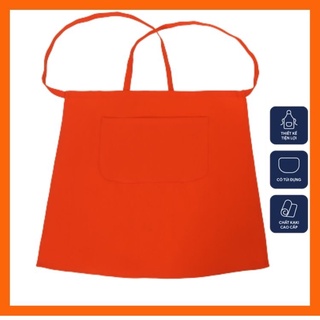 Tạp dề ngắn kaki màu đỏ, chống bám bẩn cho nhân viên phục vụ nhà hàng, quán cafe - Màu sắc nổi bật, thiết kế hiện đại