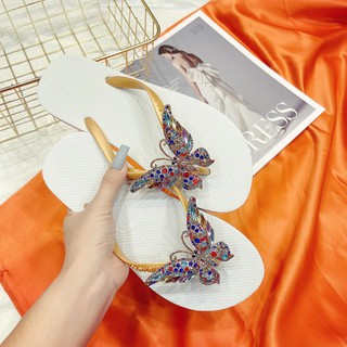 Dép xốp Thái, dép kẹp xỏ ngón đính charm bướm- ẢNH THẬT SHOP CHỤP