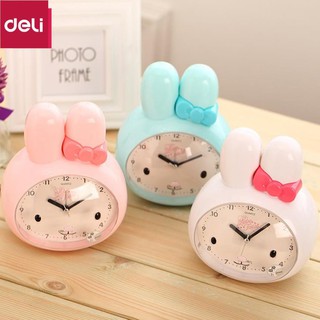 Đồng hồ báo thức thỏ hoạt hình Deli - Trắng/ Xanh/ Hồng - 8803 [Deli]