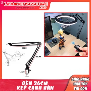 Đèn led size 26cm kẹp cạnh bàn xoay 360 điều chỉnh ánh sáng kèm remote bluetooth livestream dạy học online