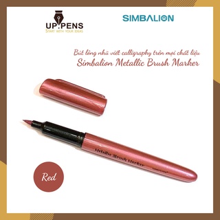 Bút lông đầu cọ viết calligraphy trên mọi chất liệu Simbalion Metallic Brush Marker - Màu đỏ nhũ (Red)