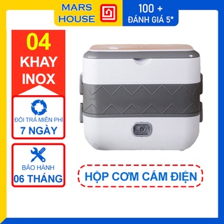 Hộp Cơm Cắm Điện 4 Khay INOX Tiện Lợi, Hâm Nóng, Nấu Cơm Nhanh Chóng - Bảo Hành 06 Tháng, 1 Đổi 1 Trong 7 Ngày