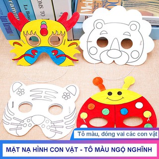 Mặt nạ trẻ em hình con vật, tô màu ngộ nghĩnh