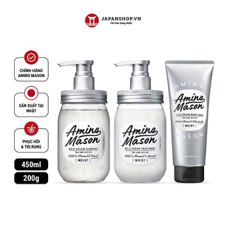 Combo dầu gội xả ủ thiên nhiên Amino Mason 2nd Moist phục hồi hư tổn cho tóc khô, dưỡng ẩm made in Japan