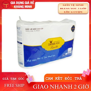 Giấy Vệ Sinh Bless You Famille Cao Cấp Có Lõi 3 Lớp Lốc 6 Cuộn