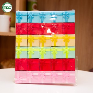 COMBO 30 hộp đựng nhẫn nơ ép trơn size 3,5x3,5cm (nhiều màu ngẫu nhiên)