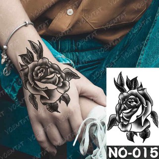 Hình xăm hoa hồng đen size bàn tay qs015