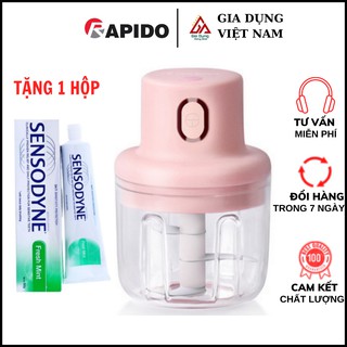 [MUA 1 ĐƯỢC 2] Máy Xay Mini Sạc Điện, Có Cổng Sạc Usb, Xay Hành, Tỏi, Rau Củ Quả (Tặng 1 tuýp kem đánh răng)