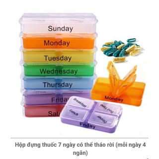 Hộp đựng thuốc 7 ngày - ngăn có thể tháo rời (mỗi ngày 4 ngăn)b10024 - DHS