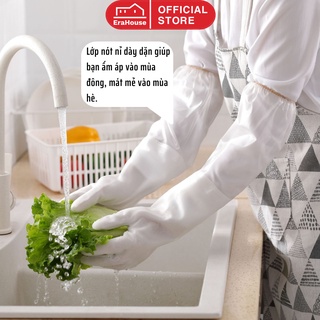 Găng tay cao su lót nỉ EraHouse găng tay cao su dài con hươu siêu dai siêu dài siêu bền chống hóa chất ERH02