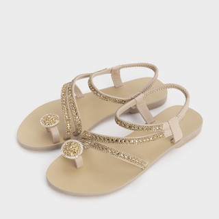 Dép Nữ Sandal Dây Đá Xỏ Ngón Màu Kem - 08 HAPAS - SDB114