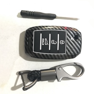 Ốp chìa khóa ô tô, bao da chìa khóa vân carbon dùng cho Kia Rondo, Kia morning, Optima, Sportage, Soluto