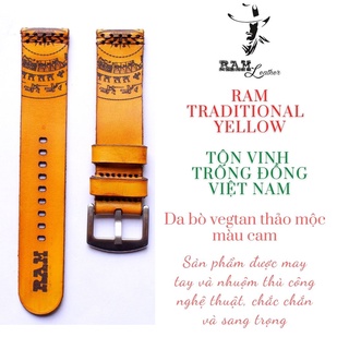 Dây đồng hồ da bò vegtan Italia cao cấp RAM Leather TS - tặng khóa chốt và cây thay dây