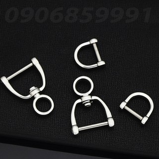 Móc treo,móc khóa phụ kiện EDC xoay chữ D inox 304
