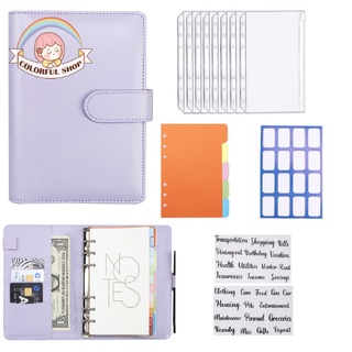 [Colofulshop] Sổ còng 6 lỗ bìa da A6 dùng để đựng tiền tiết kiệm với thiết kế túi zip mix theo yêu cầu