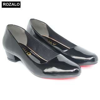 Giày cao gót trụ vuông 3P da bóng Rozalo R5613