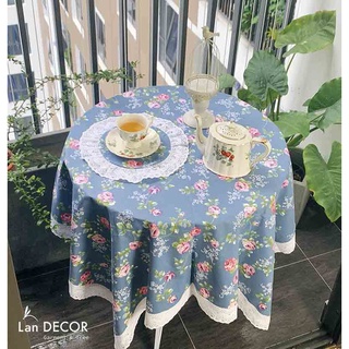 Khăn trải bàn canvas hoa trà Châu Âu sang trọng Landecor - TB547