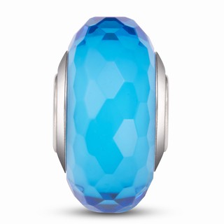 Hạt charm xỏ DIY PNJSilver hình dẹt tròn màu xanh 0000K060145