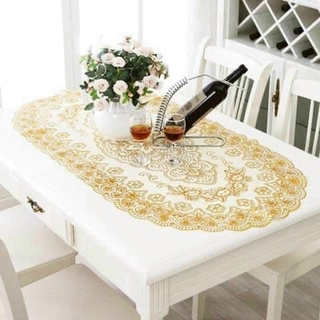 Khăn Trải Bàn Ăn Viền Vàng Hoa Ren 110x50cm