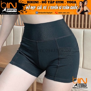 Quần đùi tập gym nữ lưng cao có túi , vải co giãn tốt mặc ôm dáng Bin Sports Q131