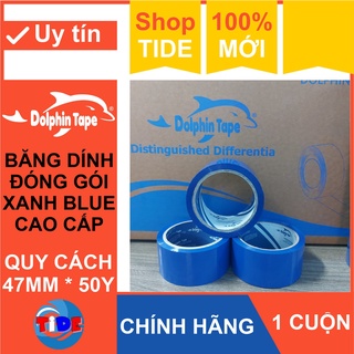 1 cuộn Băng dính xanh dương 47mm x 50Y – Băng keo xanh trơn OPP chuyên dùng trong đóng gáy sổ sách và đóng gói hàng hóa