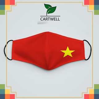 Khẩu trang vải tốt Cờ VN_802 CARTWELL vải poly cotton 100% ngăn bụi kháng khuẩn chống giọt bắn