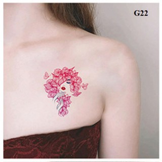 Hình xăm nghệ thuật cô gái g22. Xăm dán tatoo mini tạm thời, size <10x6cm