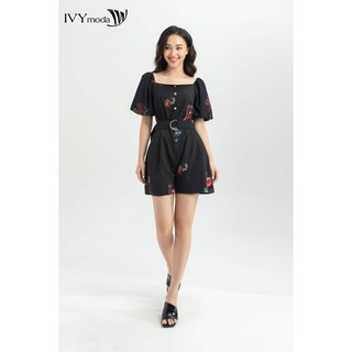 [NHẬP WABRTL5 GIẢM 10% TỐI ĐA 50K ĐH 250K ]Jumpsuit họa tiết đai liền nữ IVY moda MS 18B8573