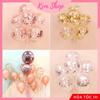 Set 5 Bóng Bay Nhồi Nhũ Kim Tuyến Trang Trí Sinh Nhật Siêu Đẹp Độc - K86