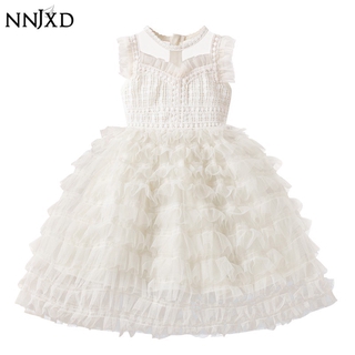 NNJXD Đầm công chúa phối ren thời trang cho bé gái 3-8 tuổi