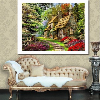 tranh số 40x50 có khung Tranh sơn dầu số hóa Tranh tô theo số tự vẽ vườn thơ mộng