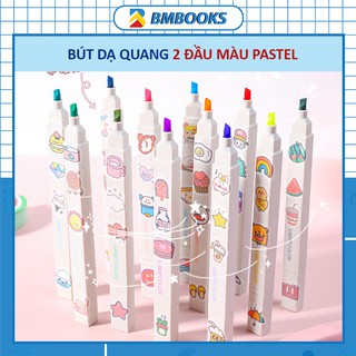 Bút highlight pastel  2 đầu LightColor WD thiết kế vuông vắn 12 màu sắc xinh xắn tiết kiệm BMBooks