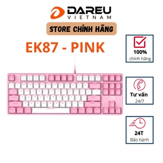 Bàn phím cơ Gaming DAREU EK87 PINK-WHITE (PINK-LED, Blue/ Brown/ Red D switch) - EK87 PINK