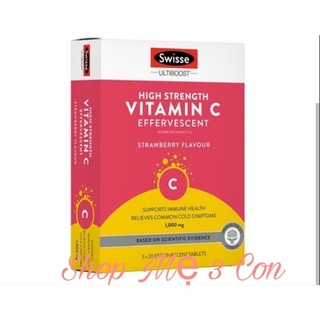 Viên sủi Vitamin C SWISSE Úc vị Dâu