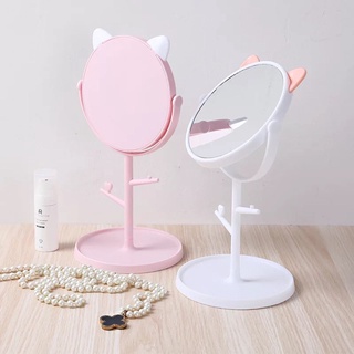 Gương Tai Mèo, Gương Trang Điêm Mini Để Bàn Xoay 360 Độ