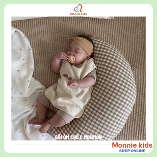 Gối ôm chữ C Monmon 0M+ cho trẻ, gối cotton đa năng cho bé sơ sinh - Monnie Kids