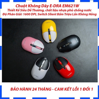 Chuột Không Dây Siêu Cute E-DRA EM621W RABBIT - Chuột Im lặng, Pin Sạc - Bảo hành 12 tháng - Cam kết lỗi 1 đổi 1