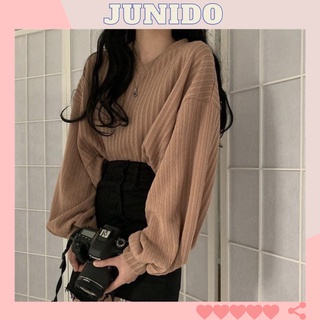 Áo thun tay bồng cổ tim 3 màu siêu xinh JUNIDO